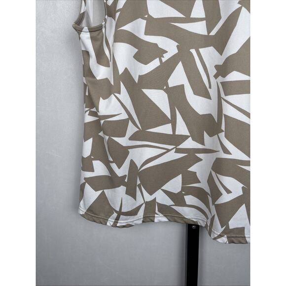 Susan Graver Liquid Knit Tank Top Women's Large Beige Geometric Stretch Workwear - Picture 7 of 11